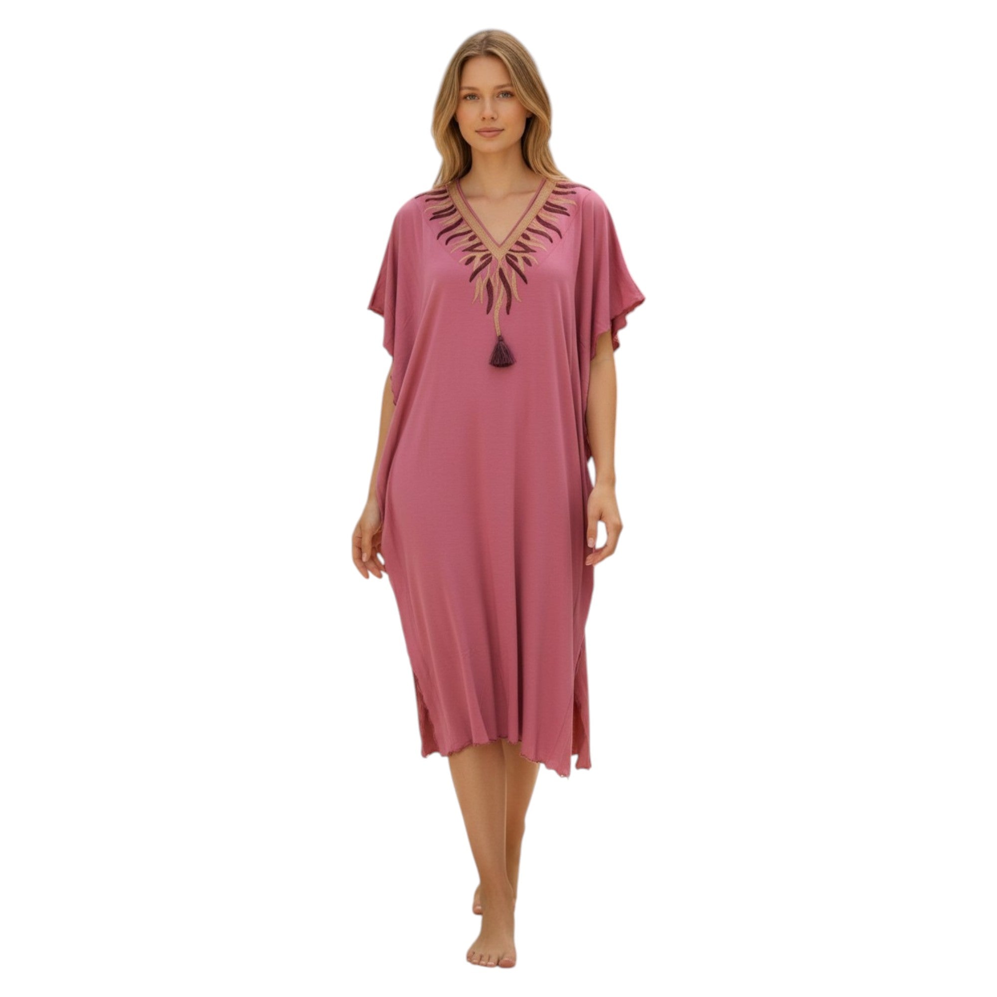 Multi-color Cotton Viscose Special Embroidered Nightgown 831