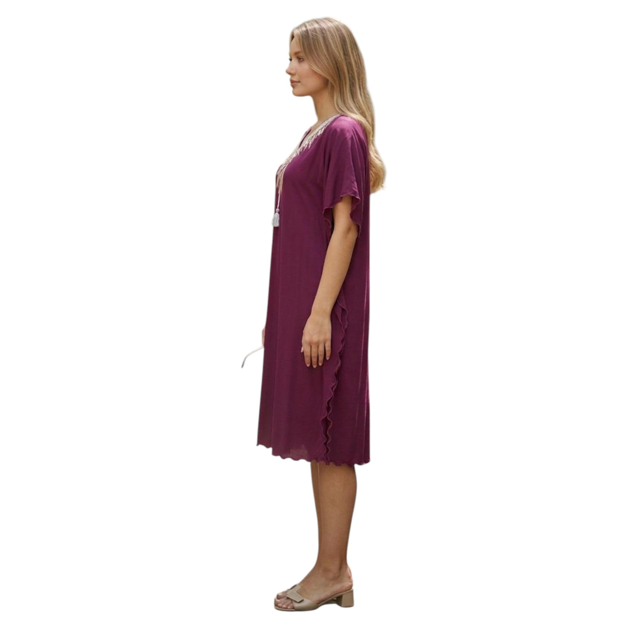 Multi-color Cotton Viscose Special Embroidered Nightgown 831