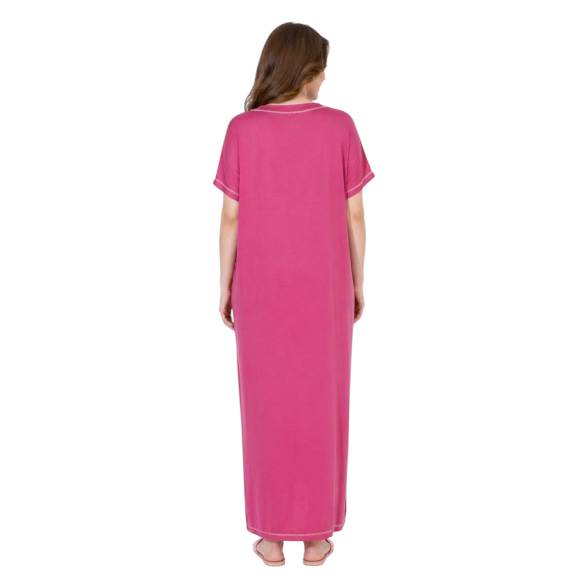 Comfortable Maxi Nightgown with Elegant Embroidery