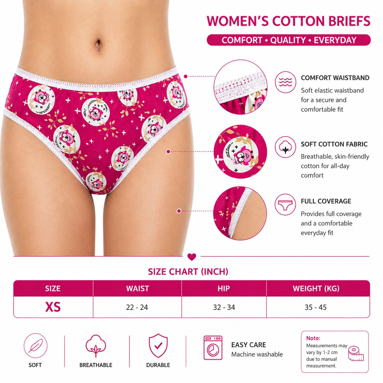 3-Pack Cotton Hipster Panties XS