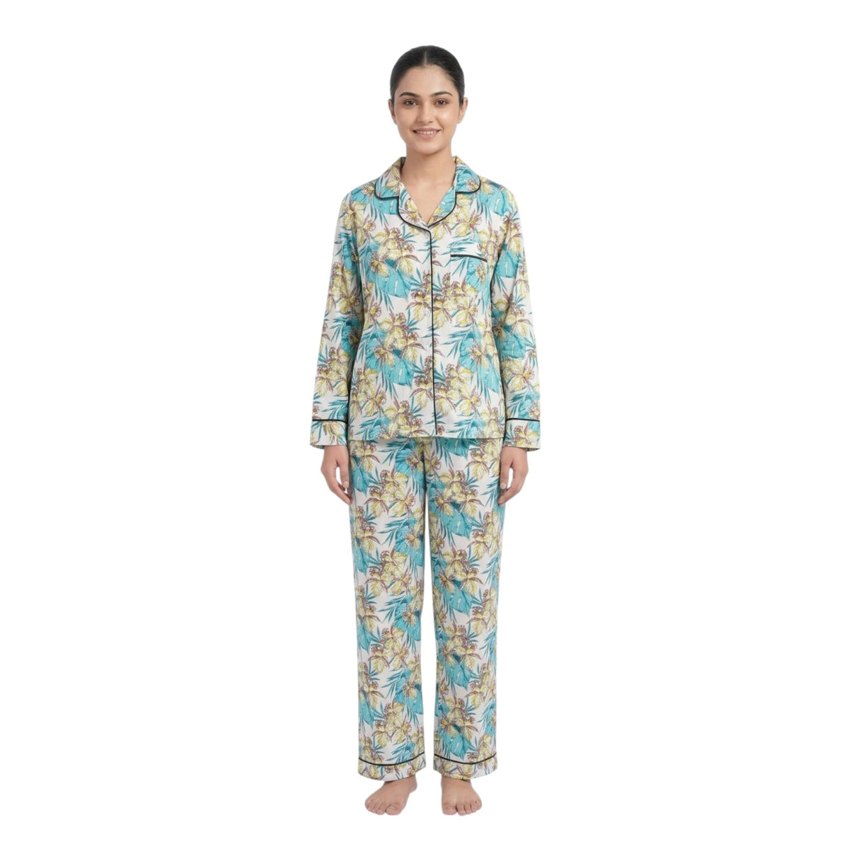 Classic Palm Button-Up Pajama Set