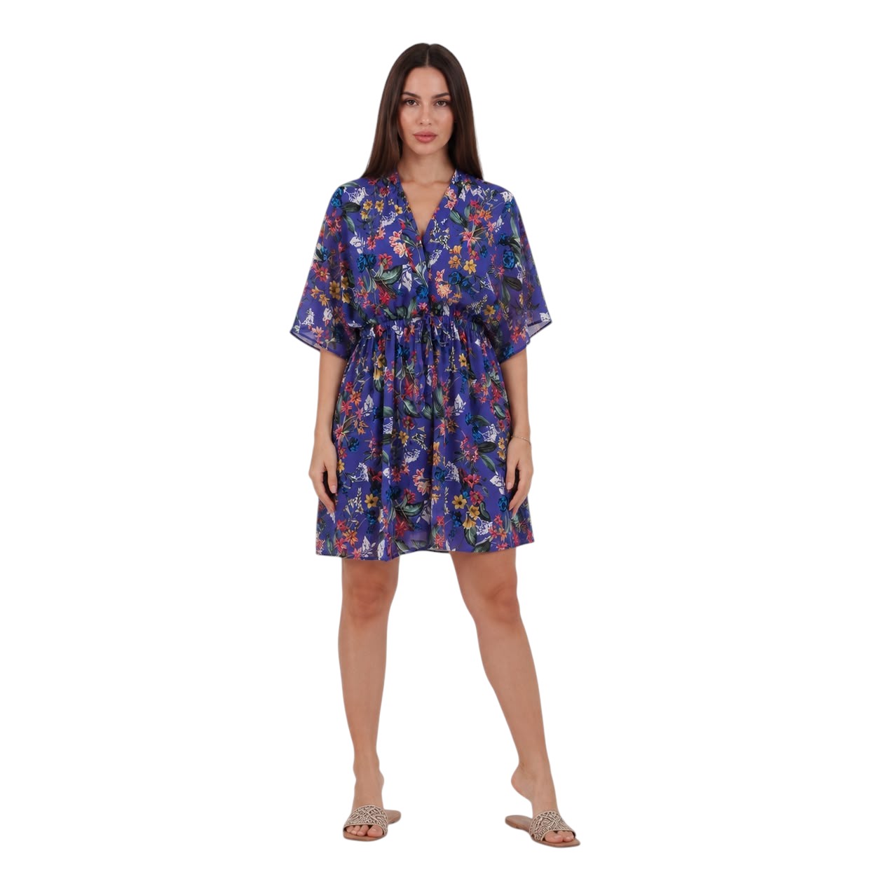 Floral Drawstring Waist Cover-Up