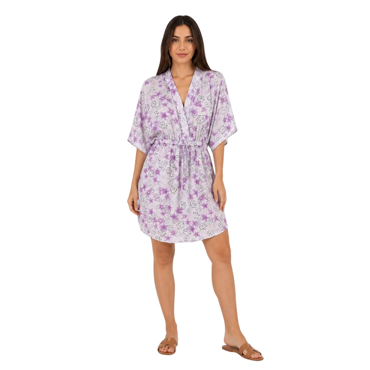 Floral Drawstring Waist Cover-Up
