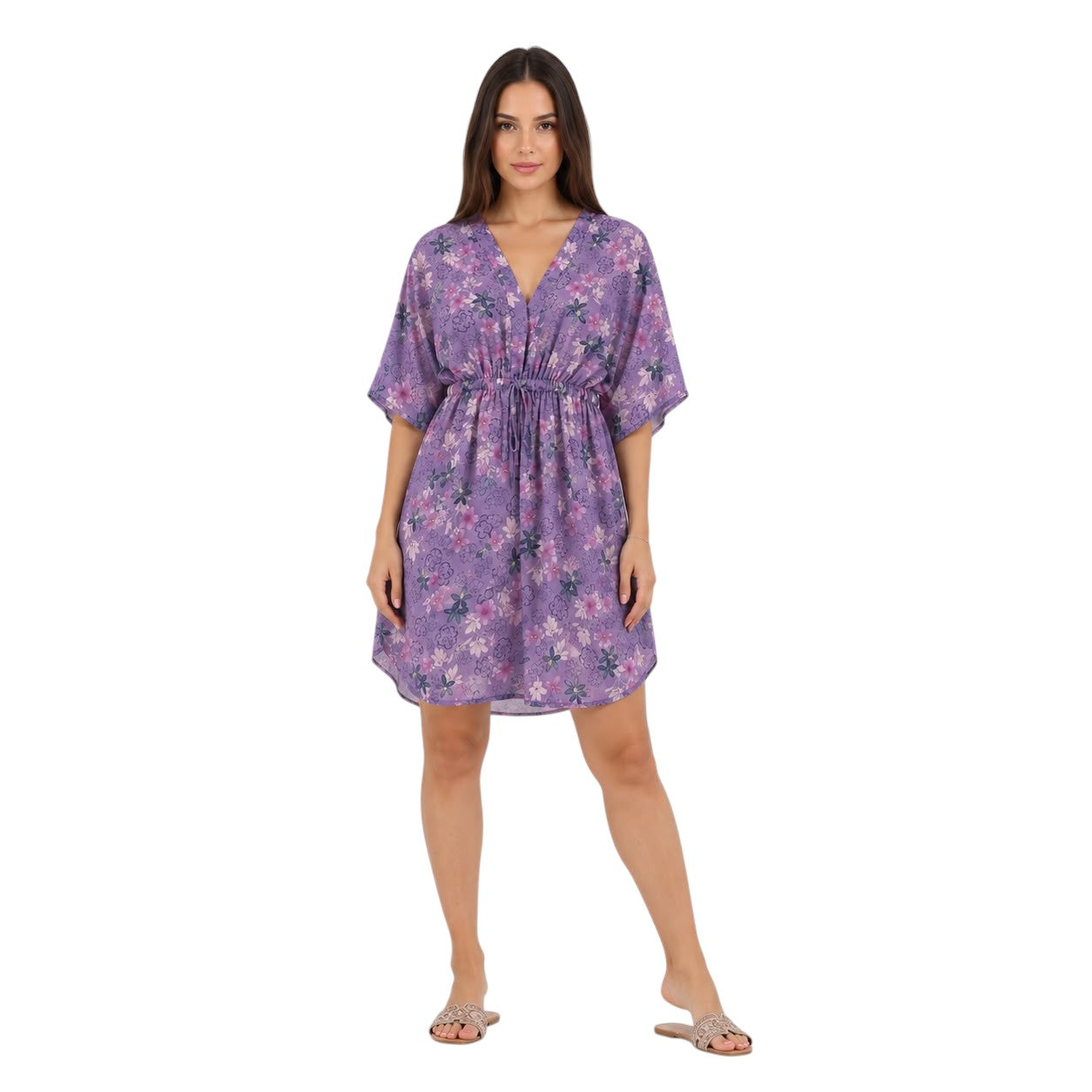 Floral Drawstring Waist Cover-Up