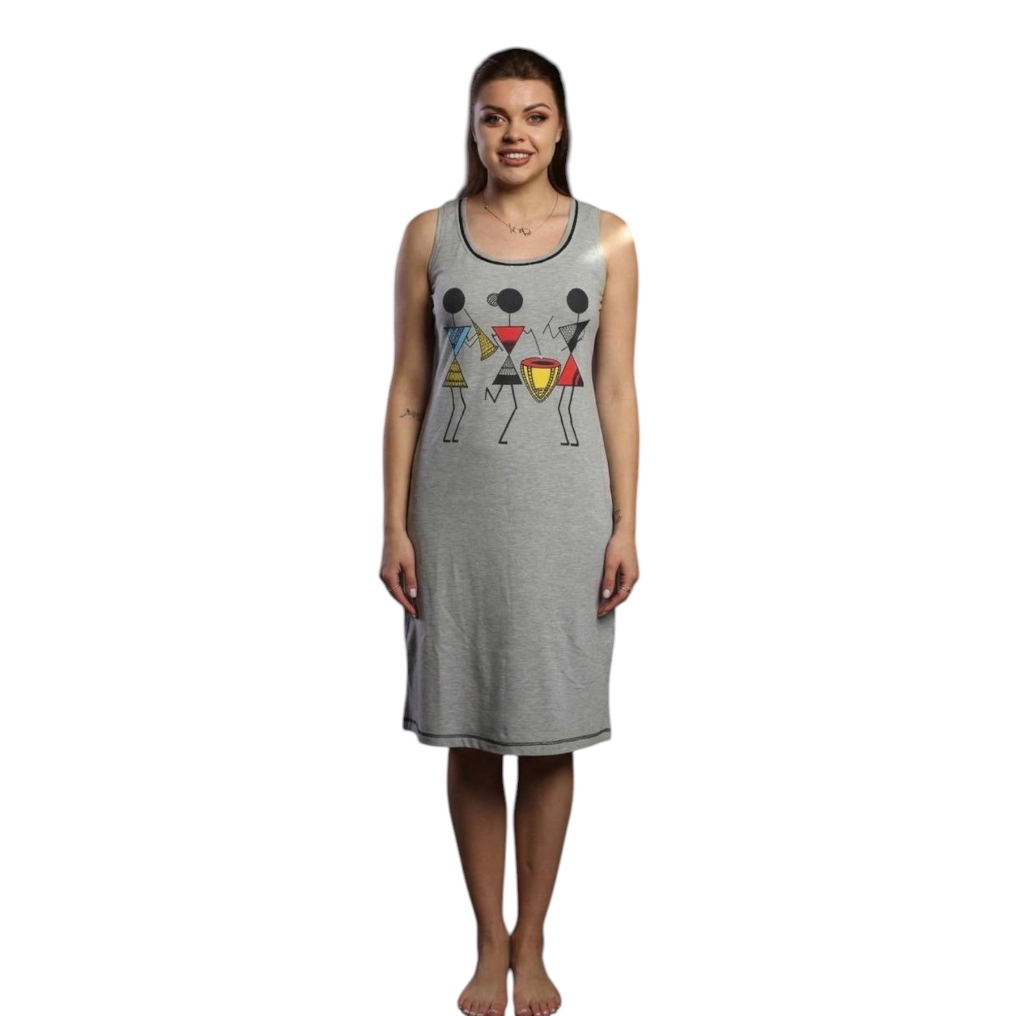 Geometric Figure Sleeveless Nightgown