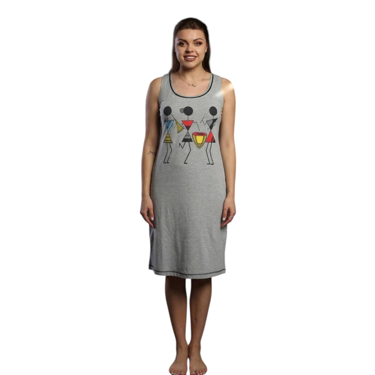 Geometric Figure Sleeveless Nightgown