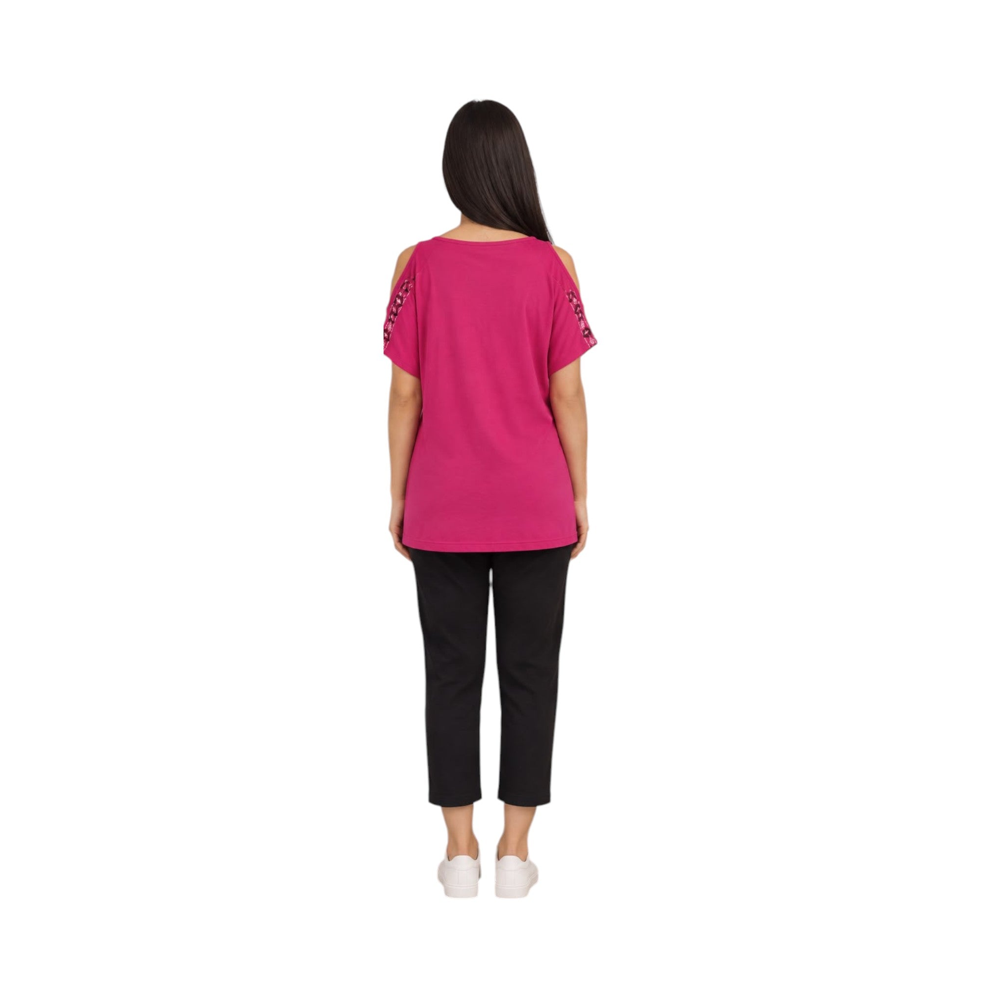 Embroidered Cold Shoulder Top