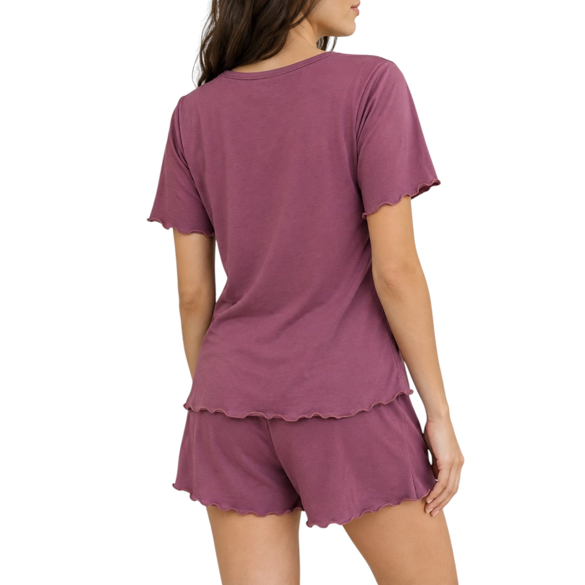 Ruched V-Neck Shorts Pajama Set