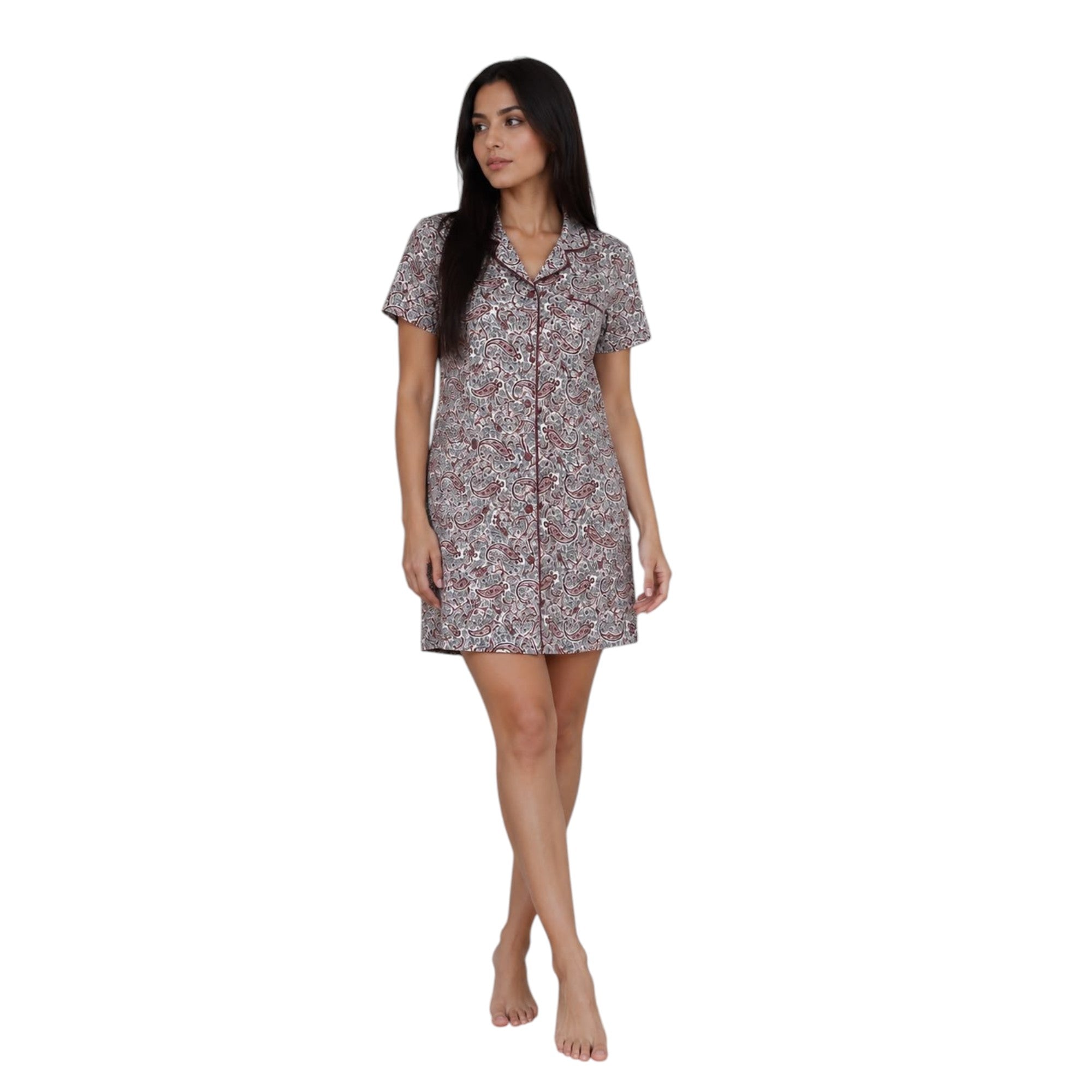 Classic Printed Button Nightgown