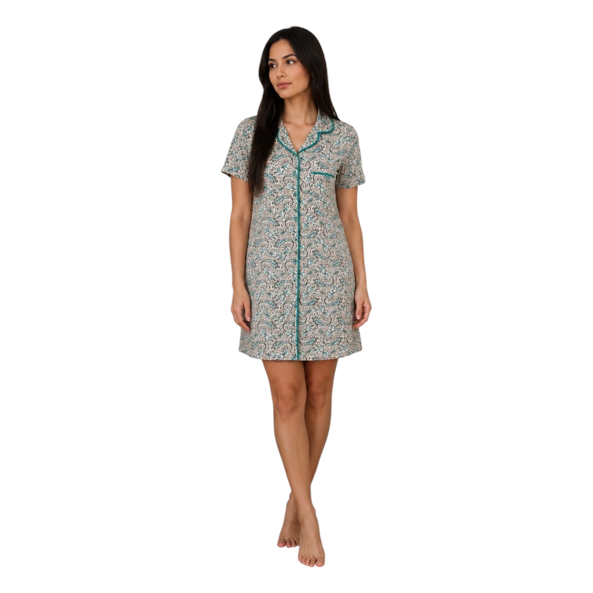 Classic Printed Button Nightgown