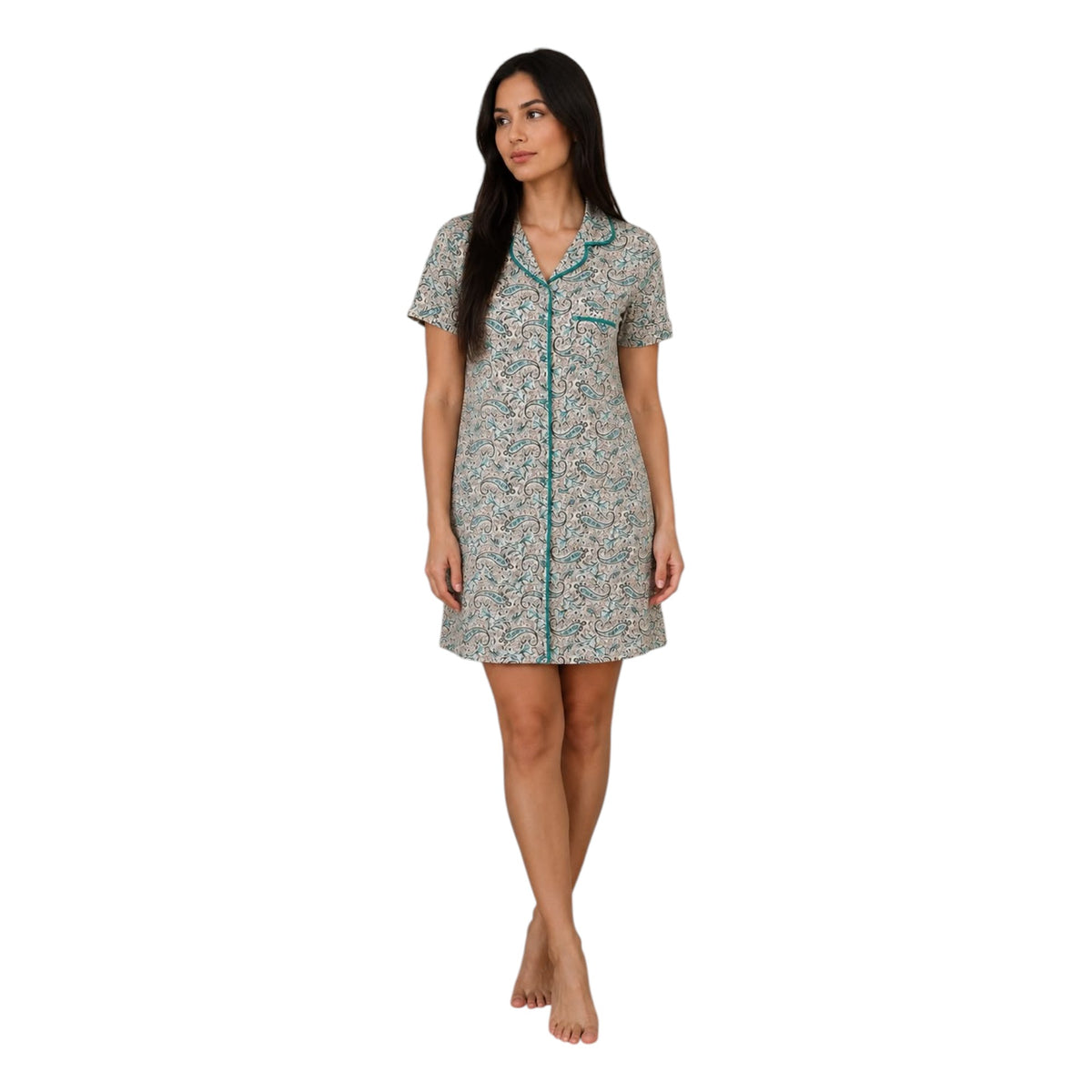 Classic Printed Button Nightgown