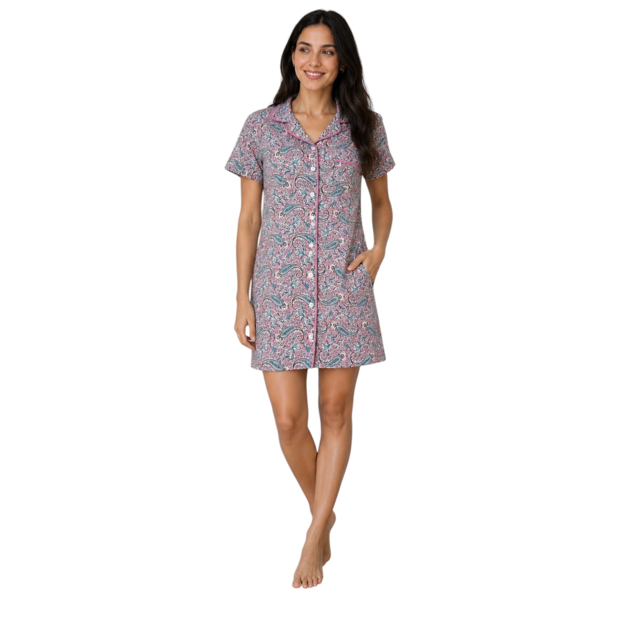 Classic Printed Button Nightgown