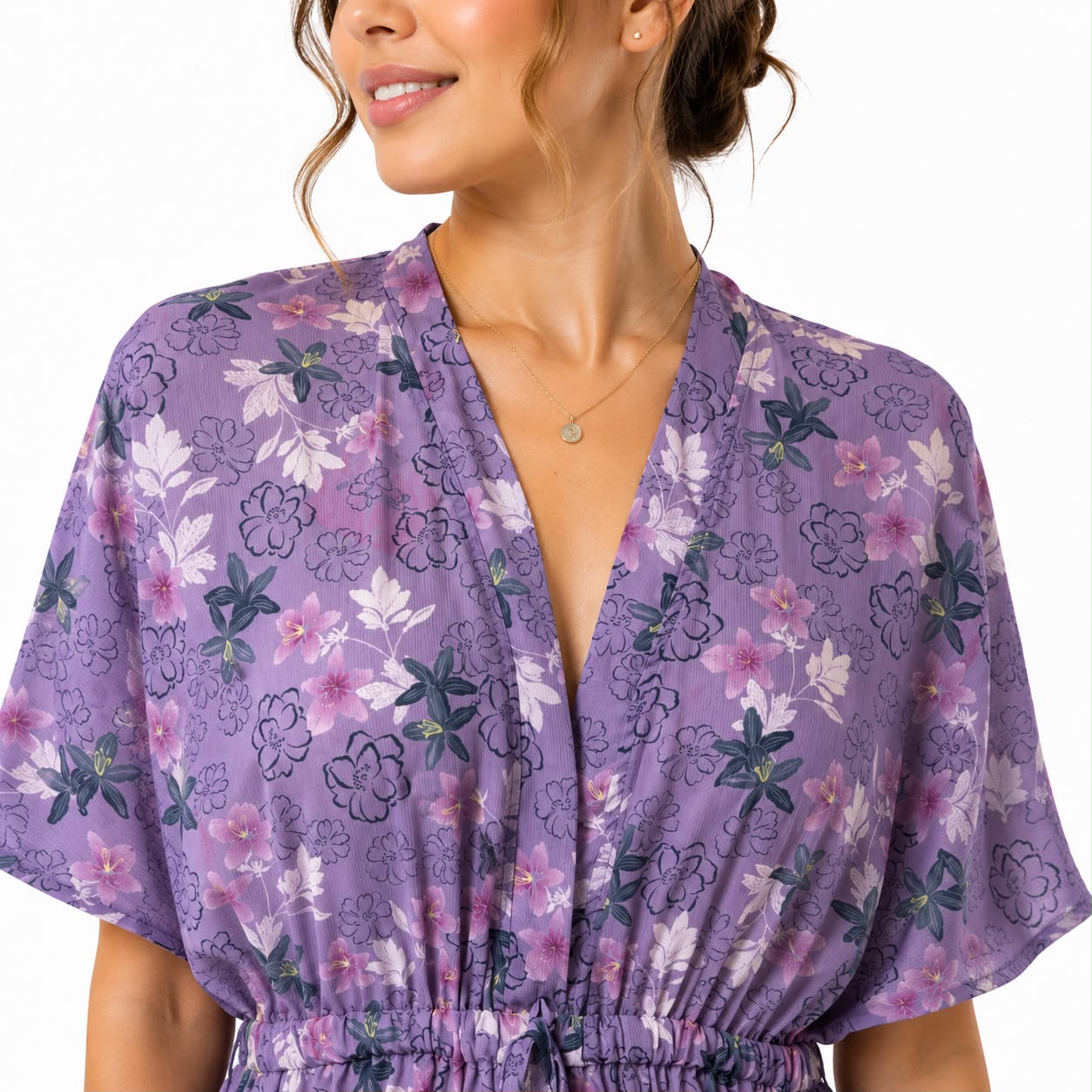 Floral Drawstring Waist Cover-Up
