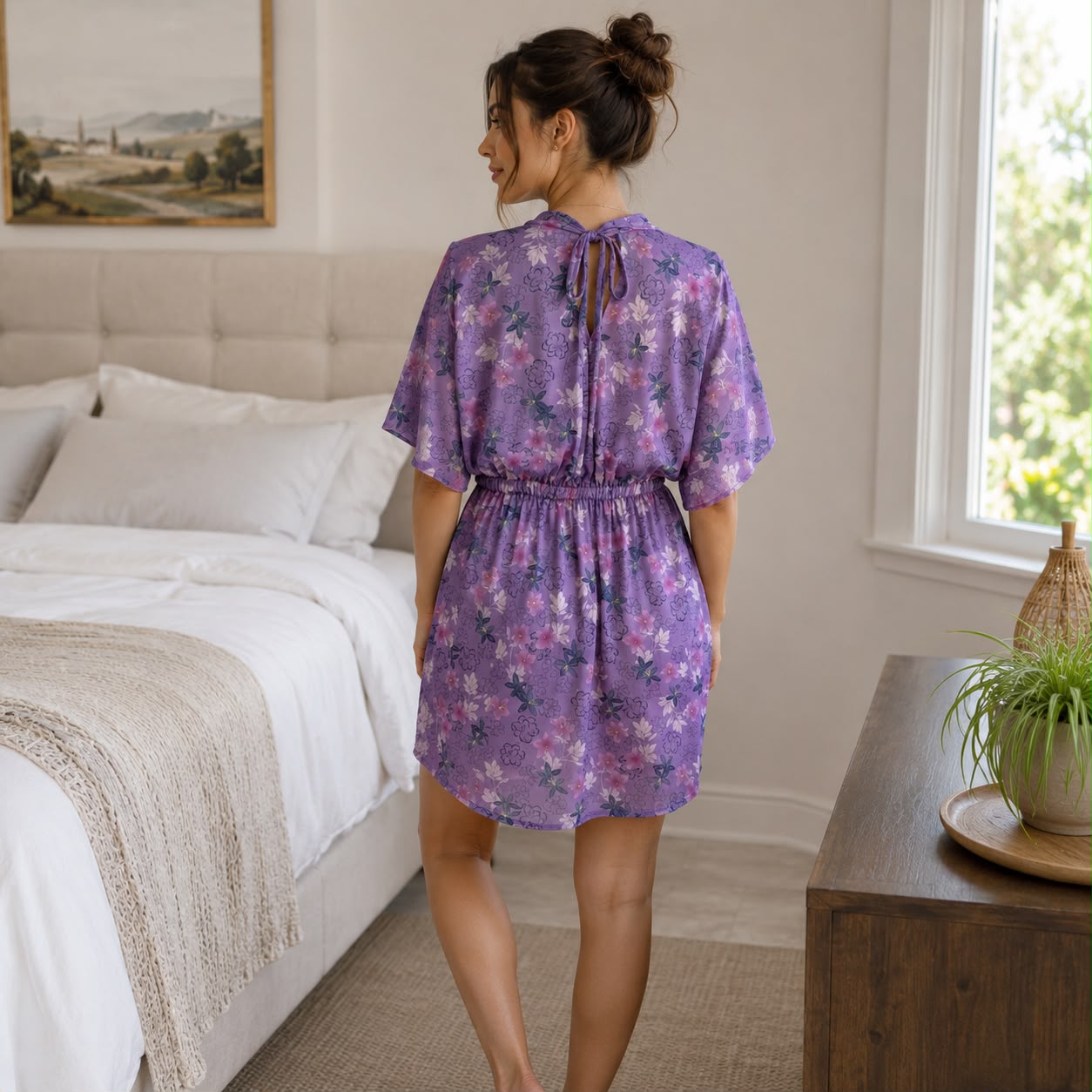 Floral Drawstring Waist Cover-Up