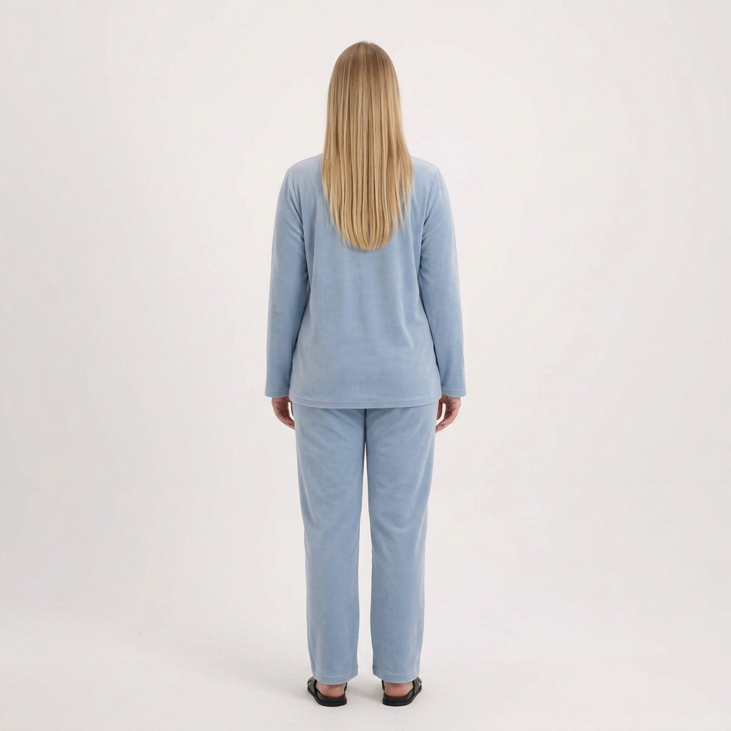 AI-generated back view of the blue pajama set