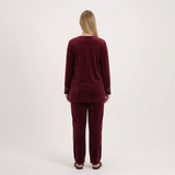 AI-generated back view of the burgundy pajama set