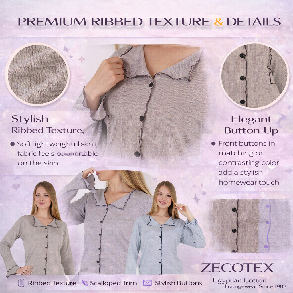 Soft Ribbed Button Lounge Set