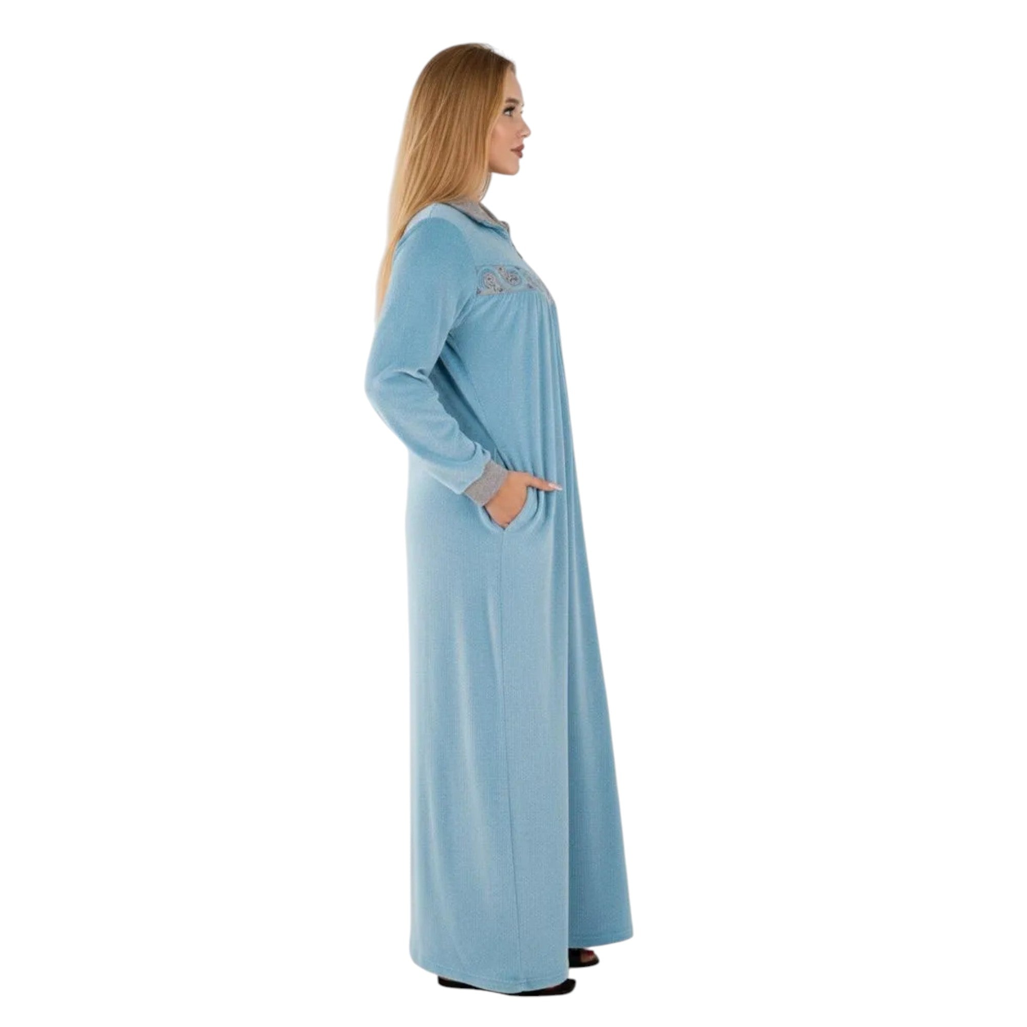 Long Sleeve Embroidered Maxi Abaya