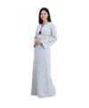 inter Velvet Nightgown Abaya – Soft Embroidered Night Dress with Flared Sleeves