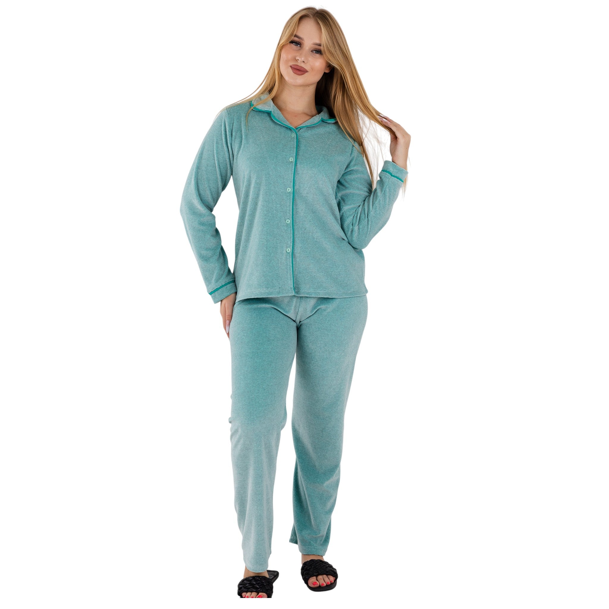 Women’s Soft Button-Down Pajama Set – Long Sleeve Lounge Wear