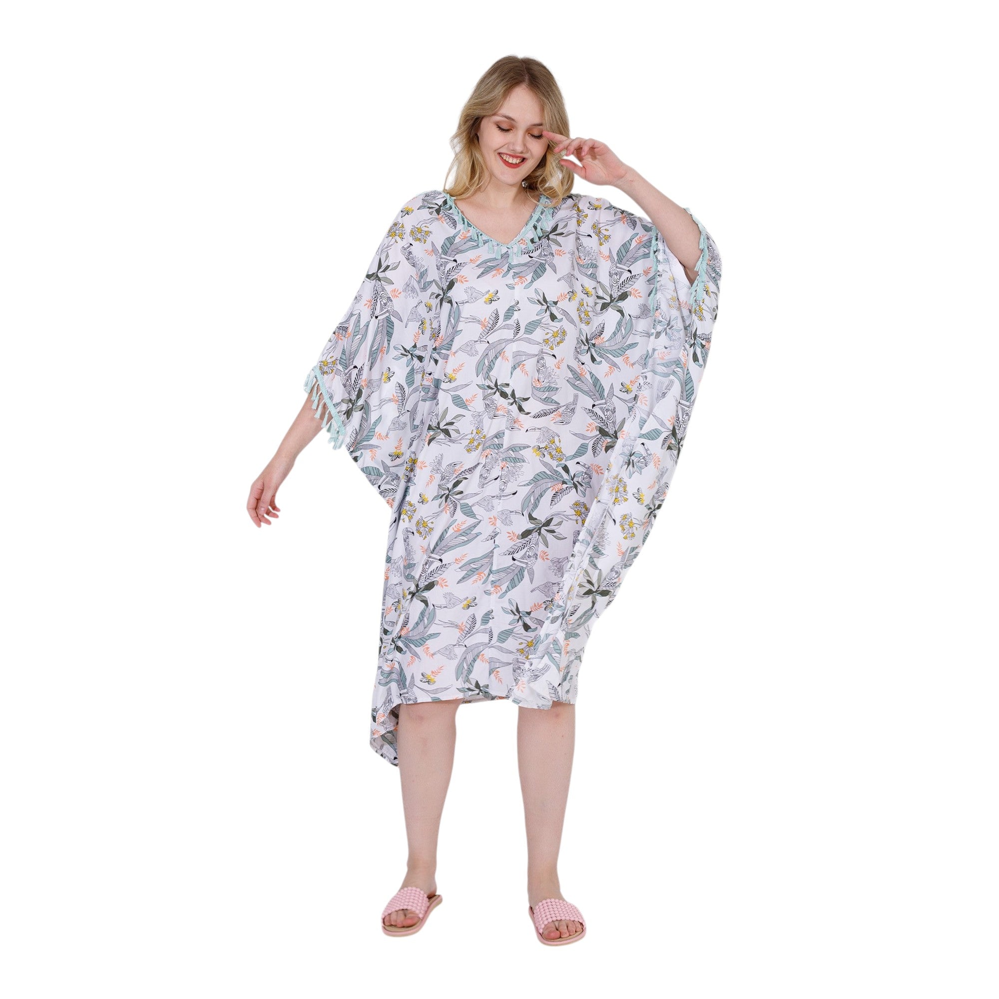 White Floral Cotton Nightgown