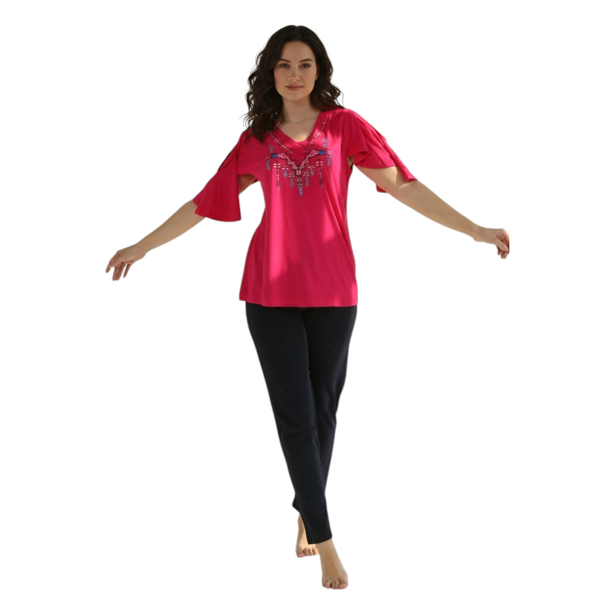 Multi-colors Summer Printed T shirt Pajama