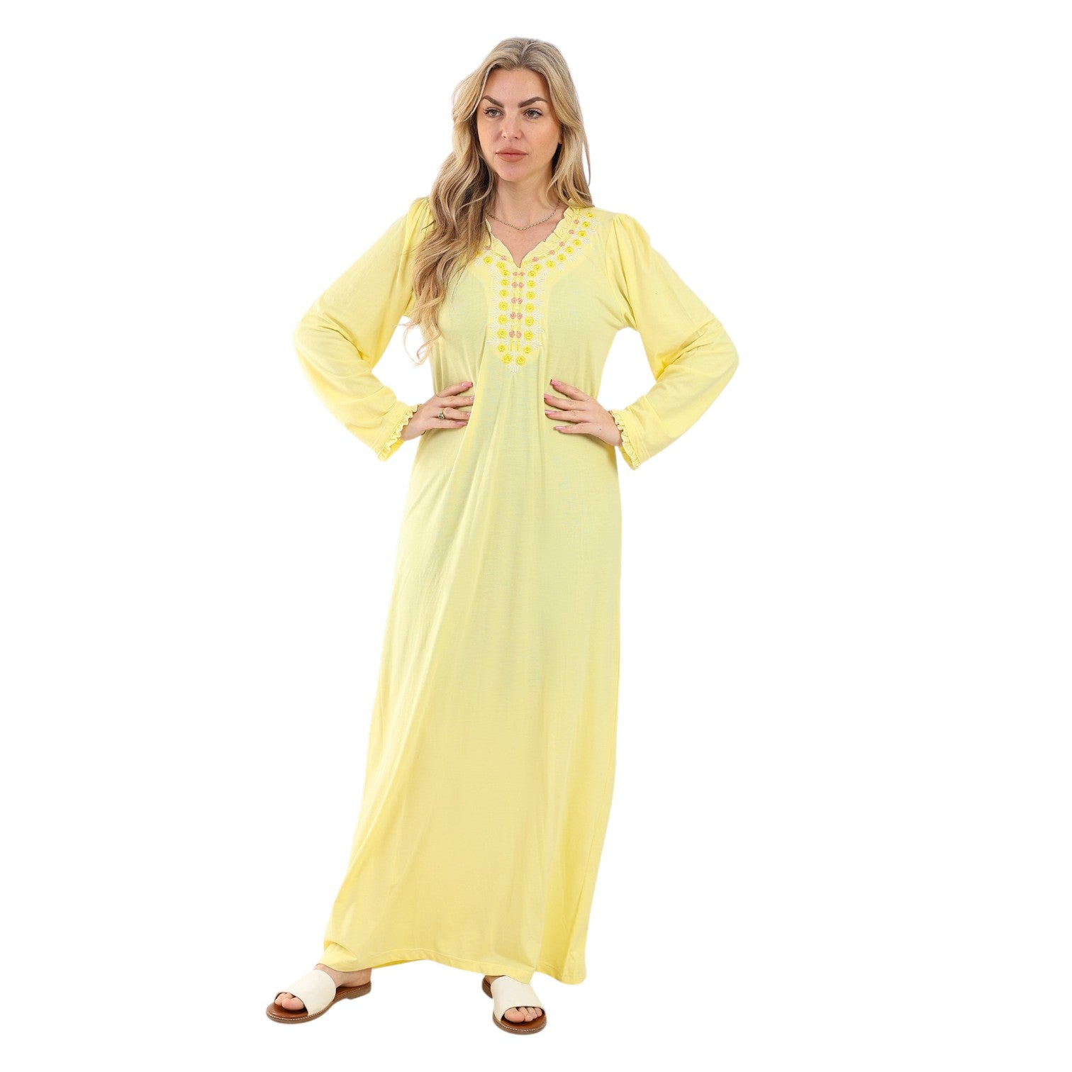 Embroidered Cotton Abaya – Elegant & Versatile Nightgown